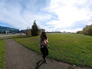 Crossdresser Flashing Baps By The Side Of A Engaged Highway
